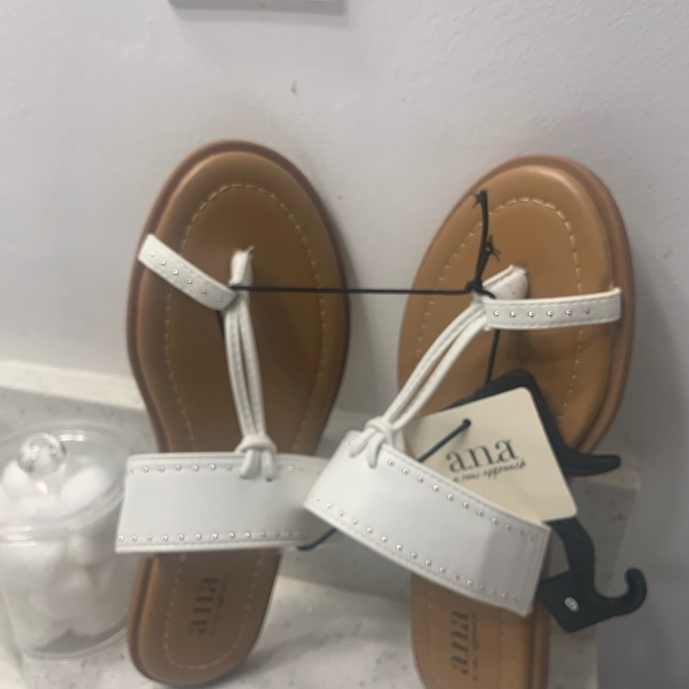 a.n.a White and Tan Women's Sandals